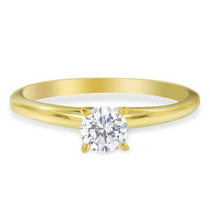 GIA Certified 14K Yellow Gold 1/2 Cttw Diamond Solitaire Engagement Ring (H